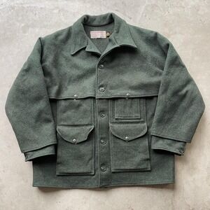 Vintage Filson Mackinaw Wool Cruiser Jacket USA Green Hunting Coat Size 50 2XL